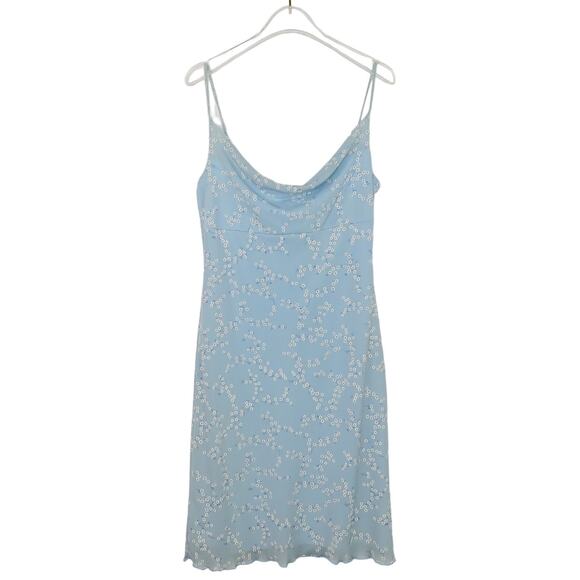 Y2k 2000s Vintage Weather Vane Light Blue Floral Spaghetti Strap Dress Small - Picture 7 of 7